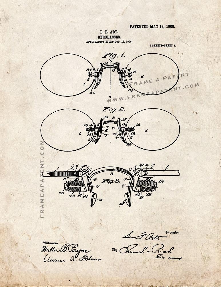 Eyeglasses Patent Print Old Look