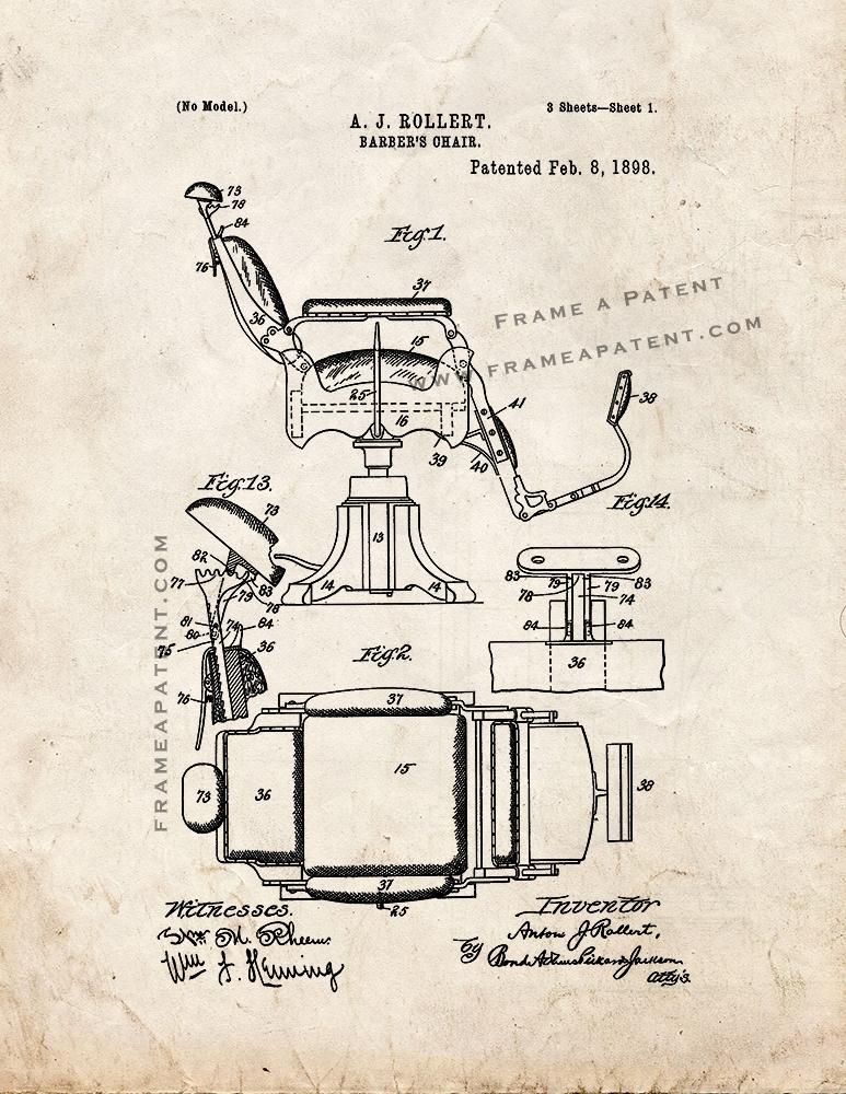 Barber/'s Chair Patent Print Old Look