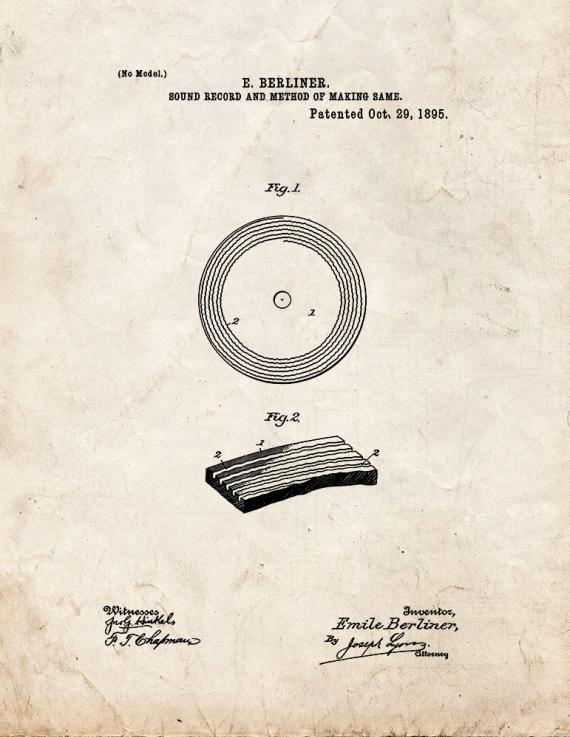 Sound Record And Method Of Making Same Patent Print