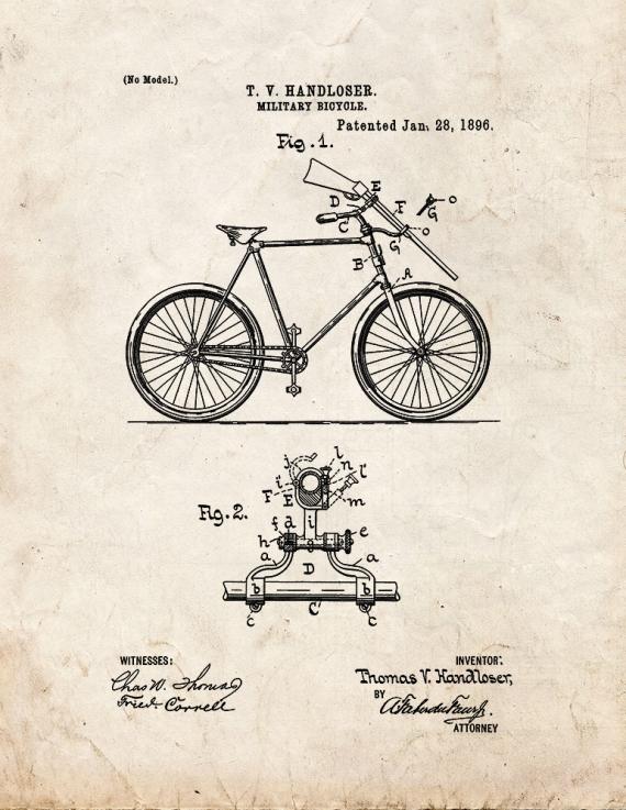 Military Bicycle Patent Print