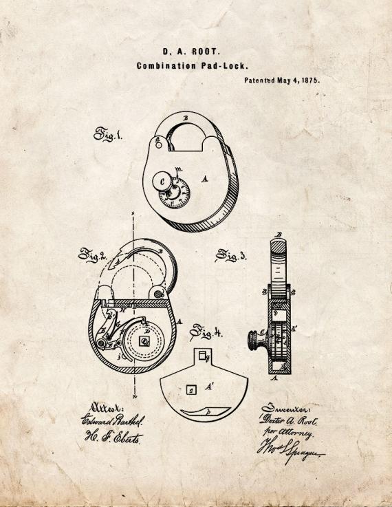 Combination Padlock Patent Print