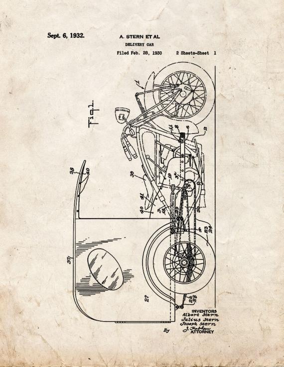 Delivery Car Patent Print