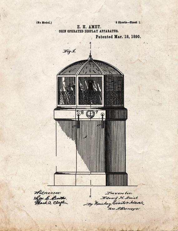 Coin Operated Display Apparatus Patent Print