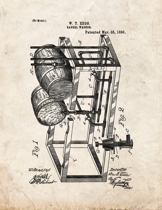 Barrel Washer Patent Print