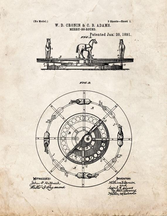 Merry-go-round Patent Print