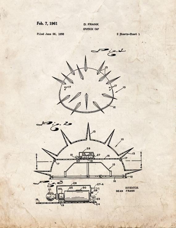Sputnik Cap Patent Print