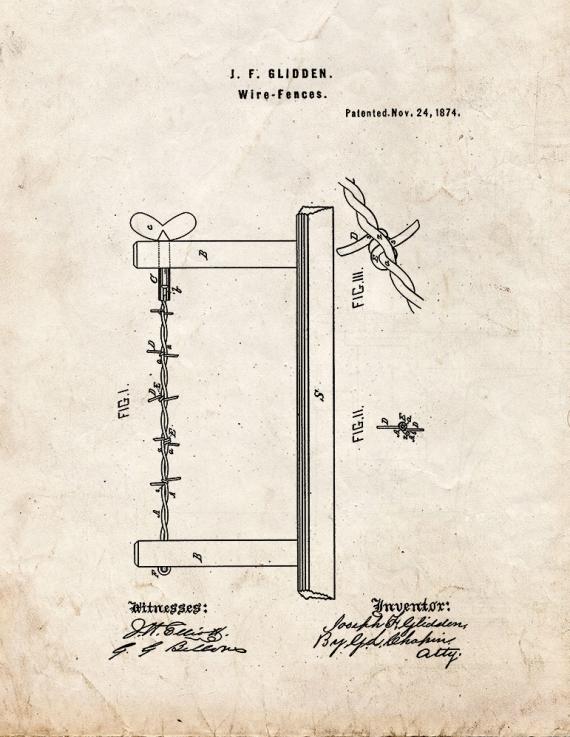 Wire-fence Patent Print