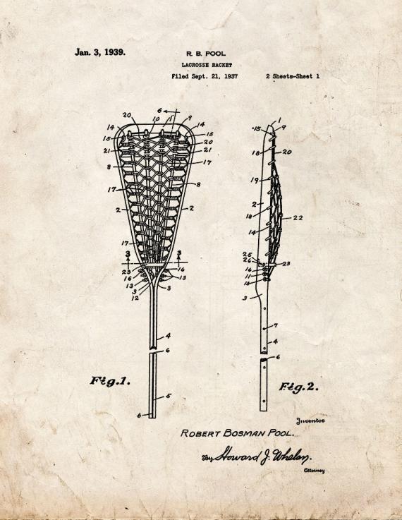 Lacrosse Racket Patent Print