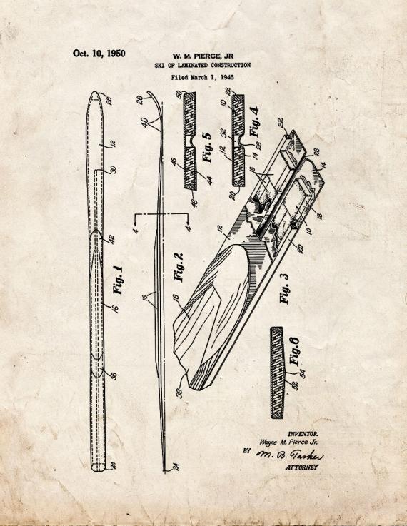 Ski Of Laminated Construction Patent Print