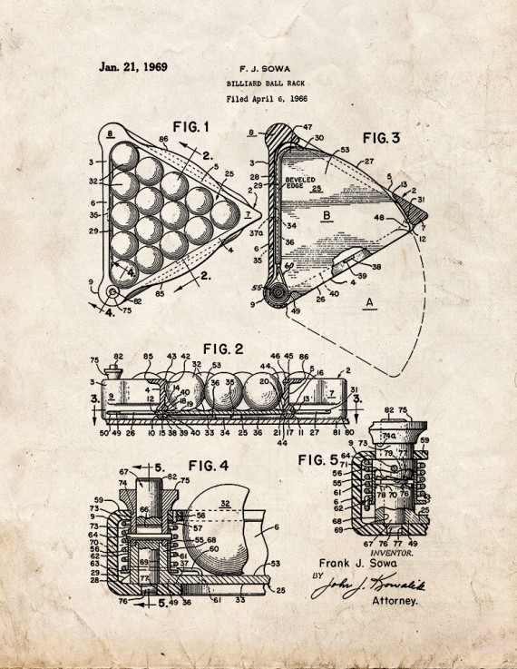 Billiard Ball Rack Patent Print