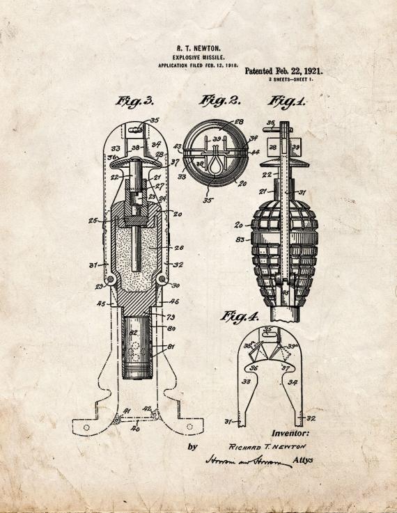 Explosive Missile Patent Print
