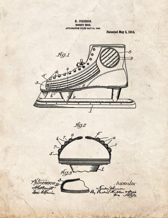 Hockey Shoe Patent Print