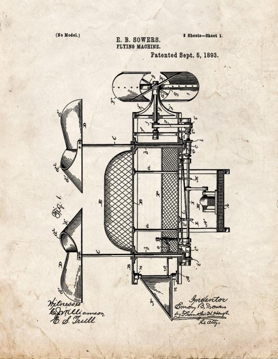 Flying Machine Patent Print
