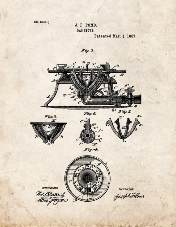 Gas Stove Patent Print