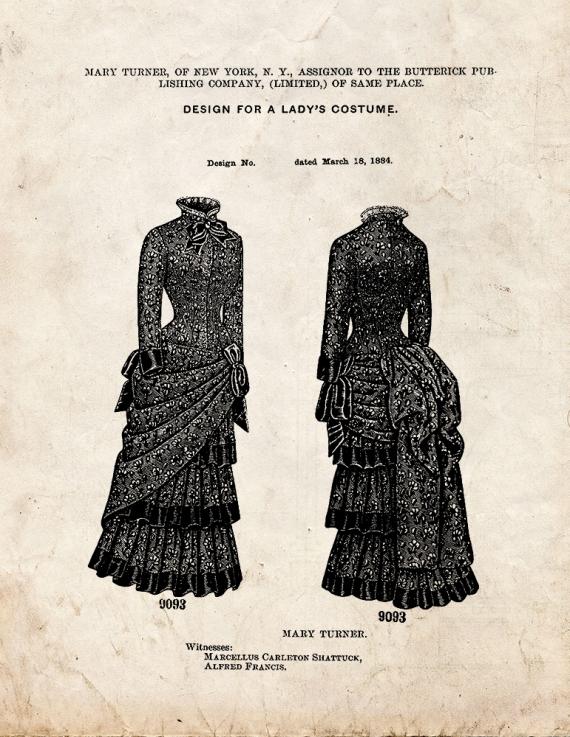 Lady's Costume Dress Patent Print