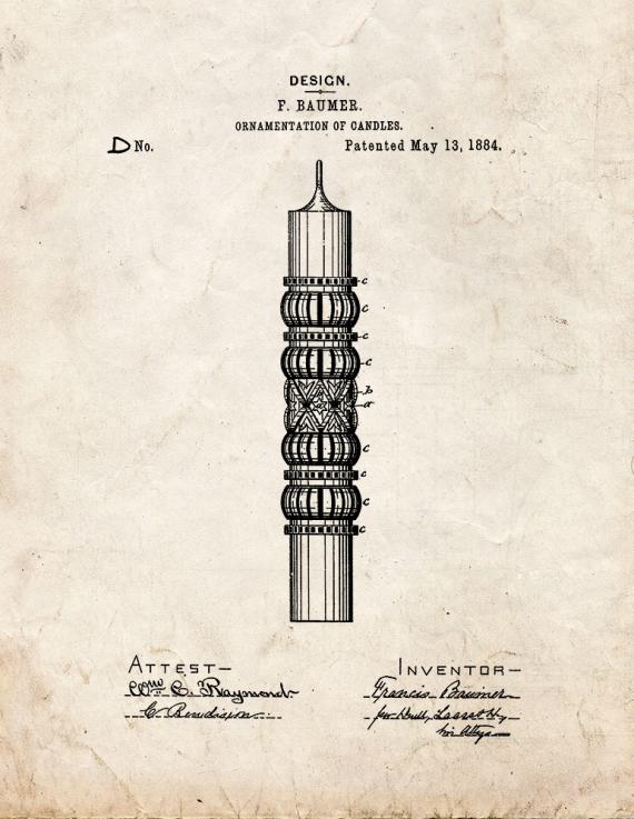 Ornamentation Of Candles Patent Print