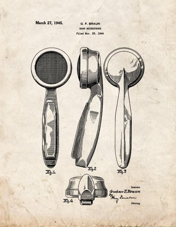 Hand Microphone Patent Print