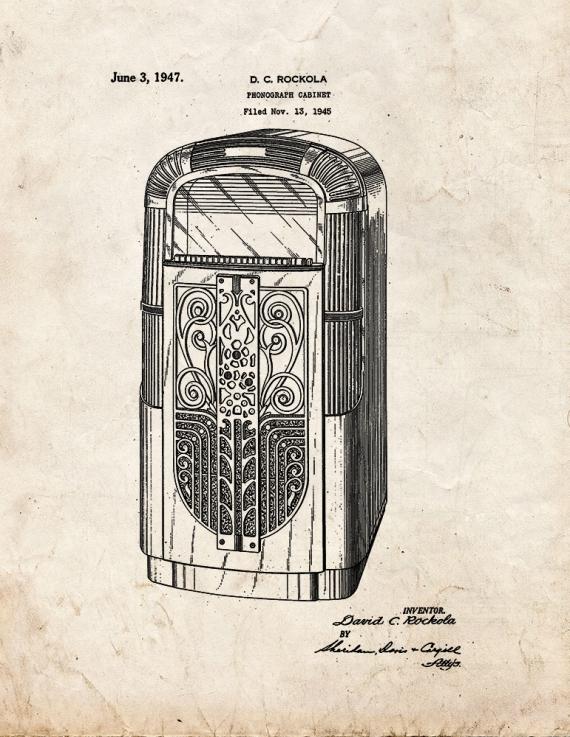 Phonograph Cabinet Patent Print