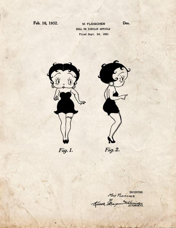 Betty Boop Doll Patent Print