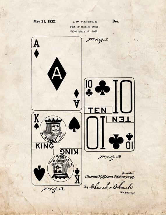 Deck Of Playing Cards Patent Print