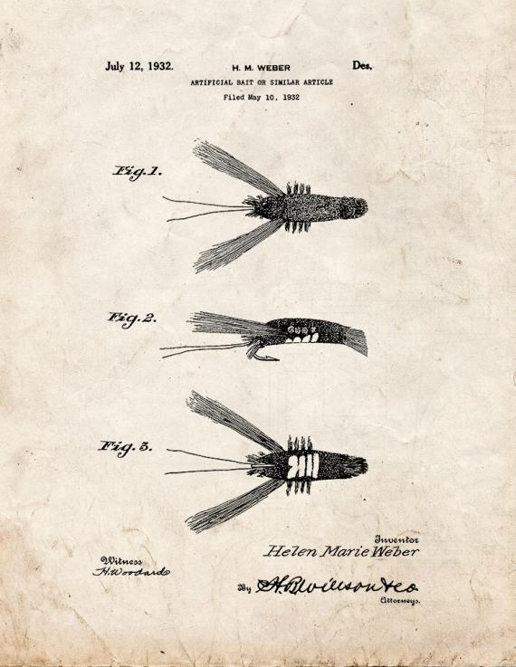Fishing Artificial Bait Patent Print