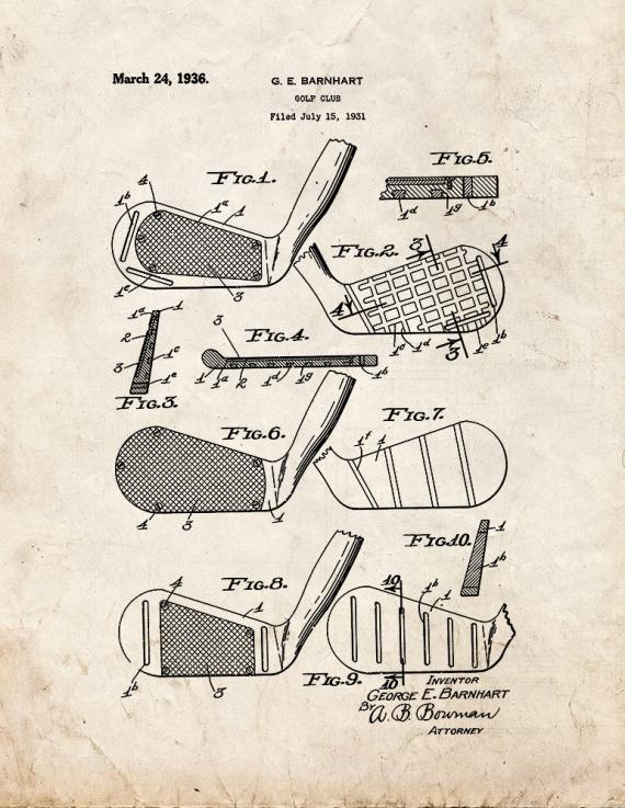 Golf Club Patent Print