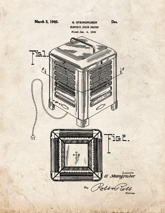 Electric Space Heater Patent Print