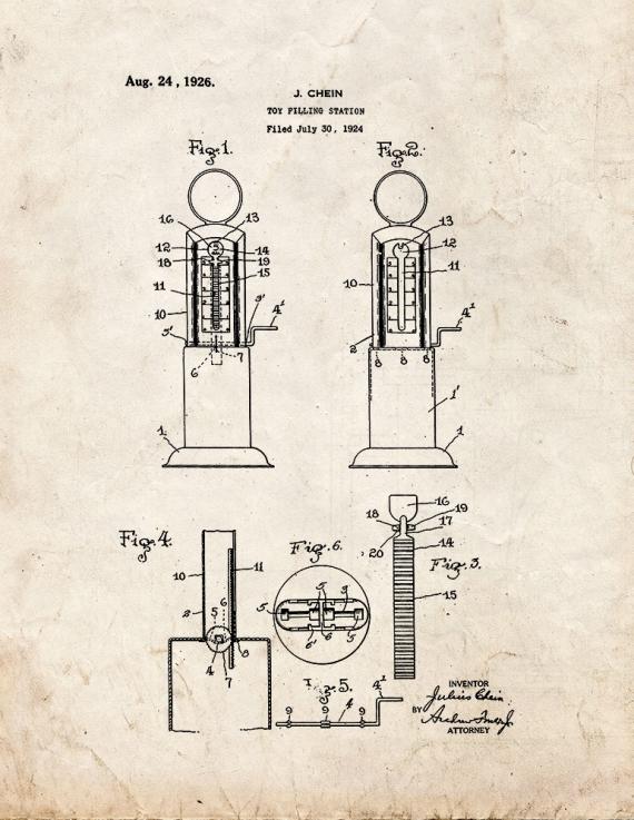 Toy Filling Station Patent Print