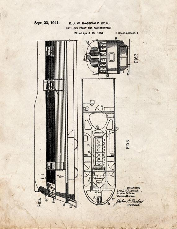 Rail Car Front End Construction Patent Print