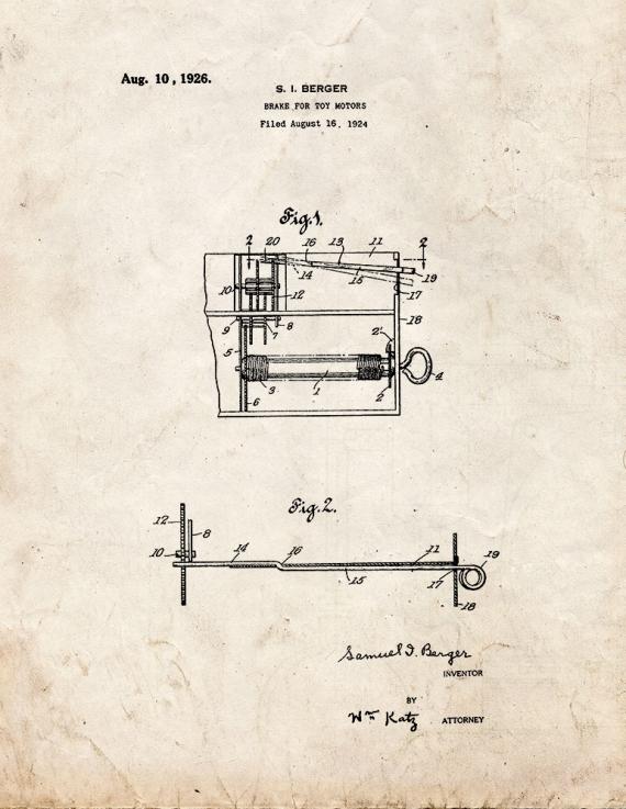 Brake For Toy Motors Patent Print