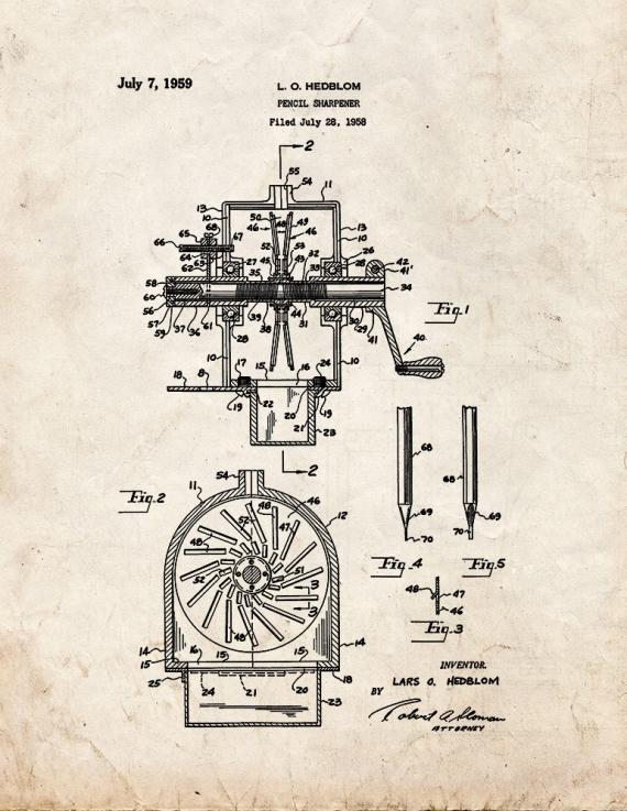 Pencil Sharpener Patent Print
