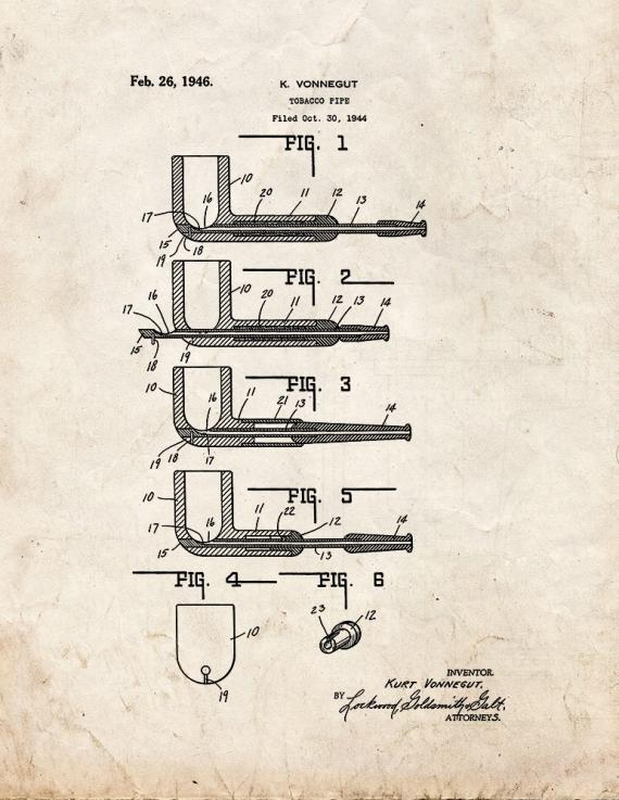 Tobacco Pipe Patent Print