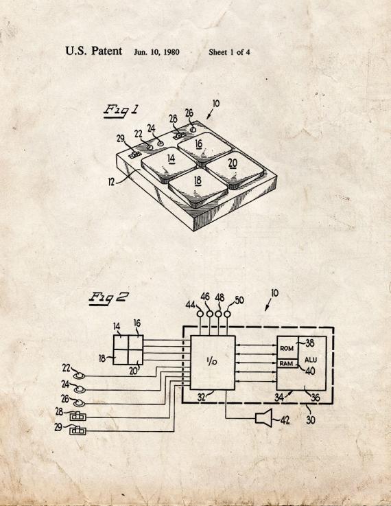 Microcomputer Controlled Game Patent Print