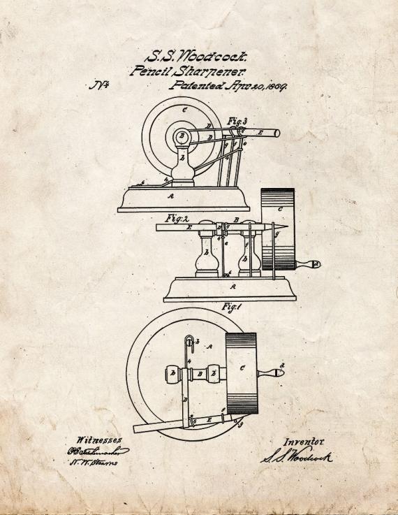 Pencil Sharpener Patent Print