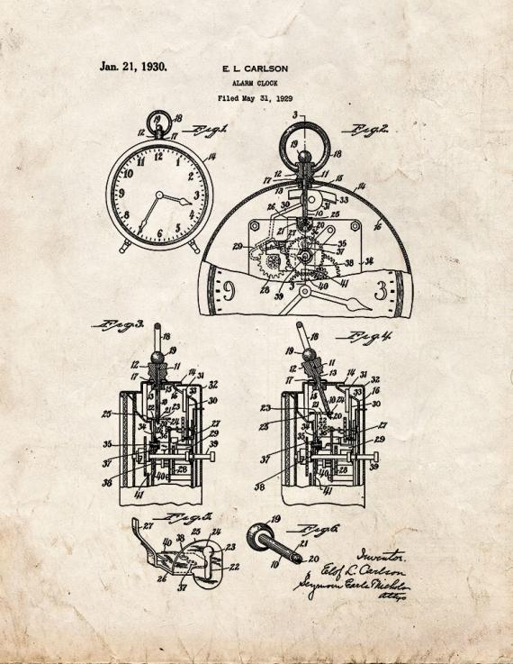 Alarm Clock Patent Print