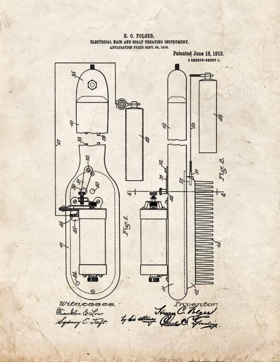 Electrical Hair And Scalp Treating Inst Patent Print
