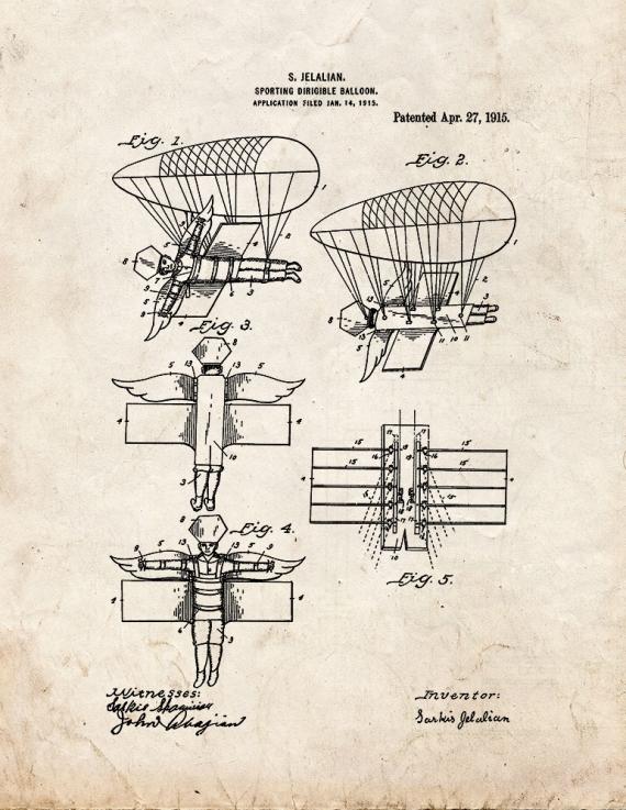 Sporting Dirigible Balloon Patent Print