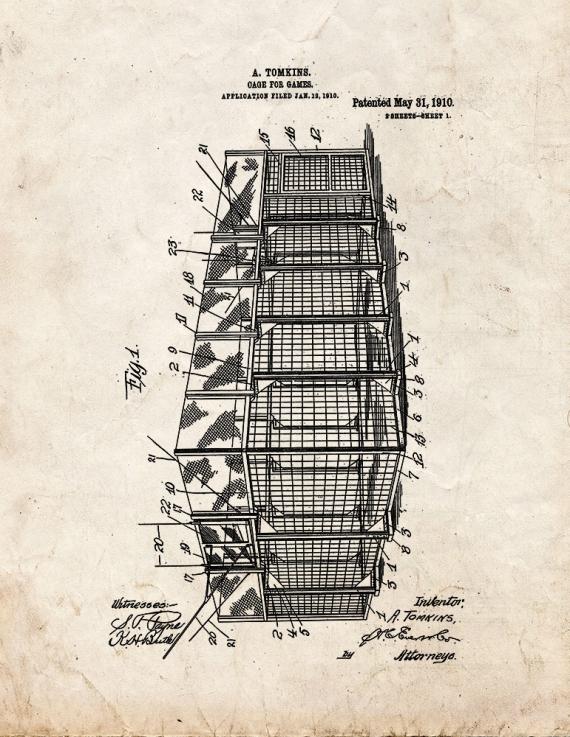 Cage For Games Patent Print