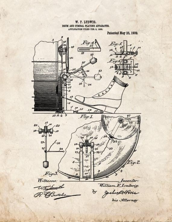 Drum And Cymbal Playing Apparatus Patent Print