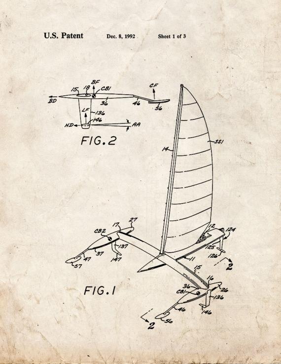 Foil Suspended Watercraft Patent Print
