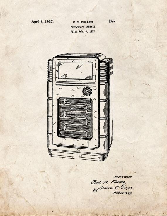 Phonograph Cabinet Patent Print