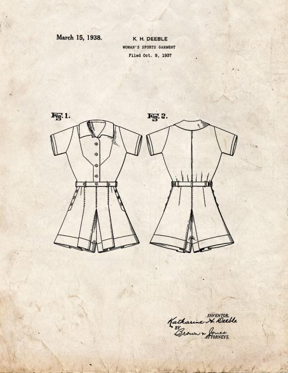 Woman's Sports Garment Patent Print