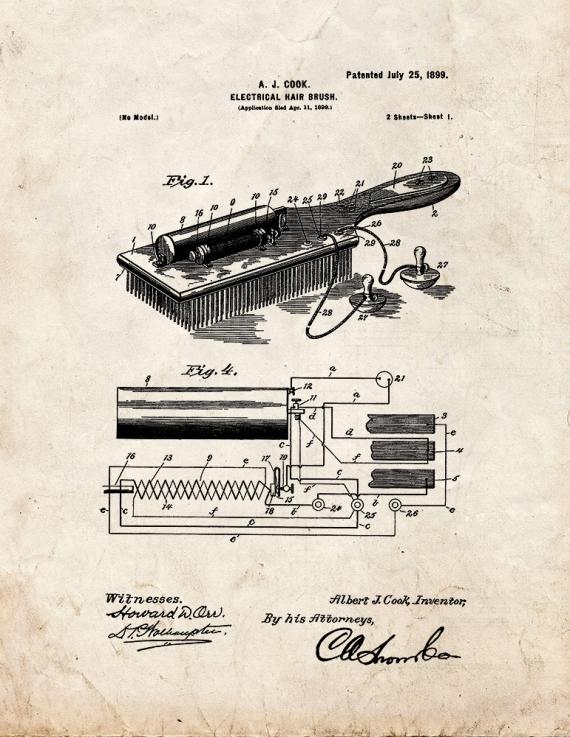 Electrical Hair-brush Patent Print
