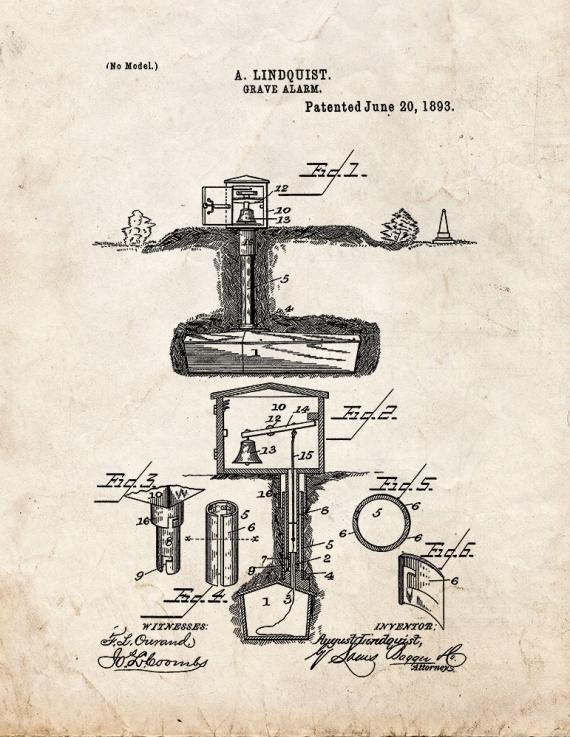 Grave Alarm Patent Print