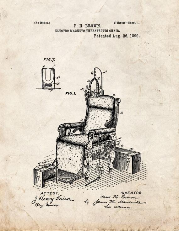 Electro Magneto Therapeutic Chair Patent Print