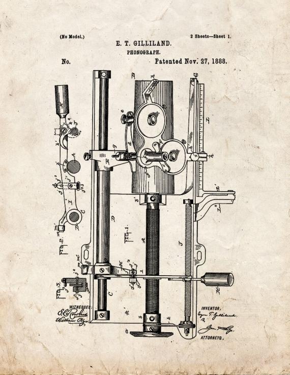 Phonograph Patent Print