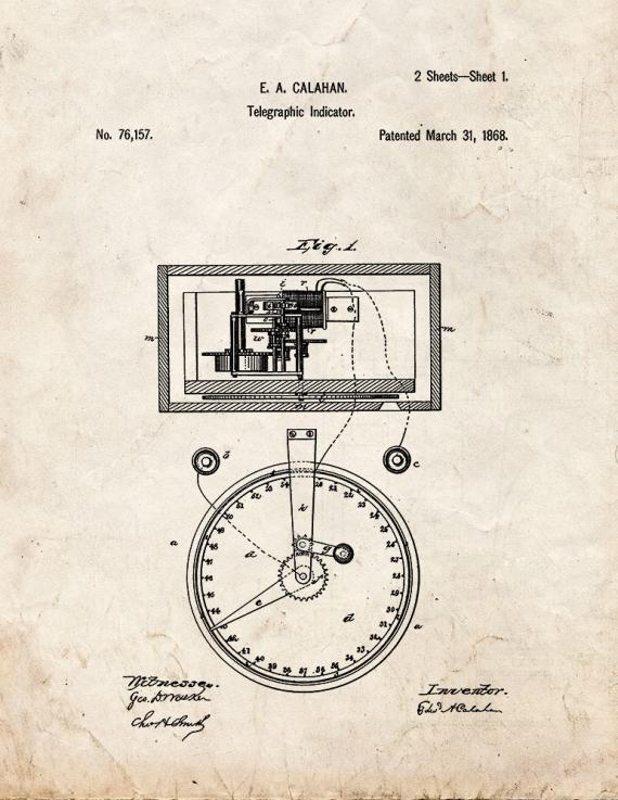 Telegraphic Indicator Patent Print