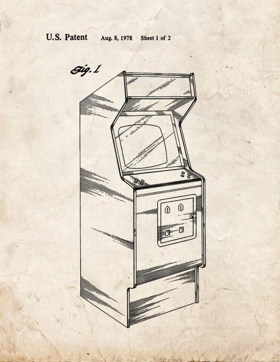 Video Game Cabinet Patent Print