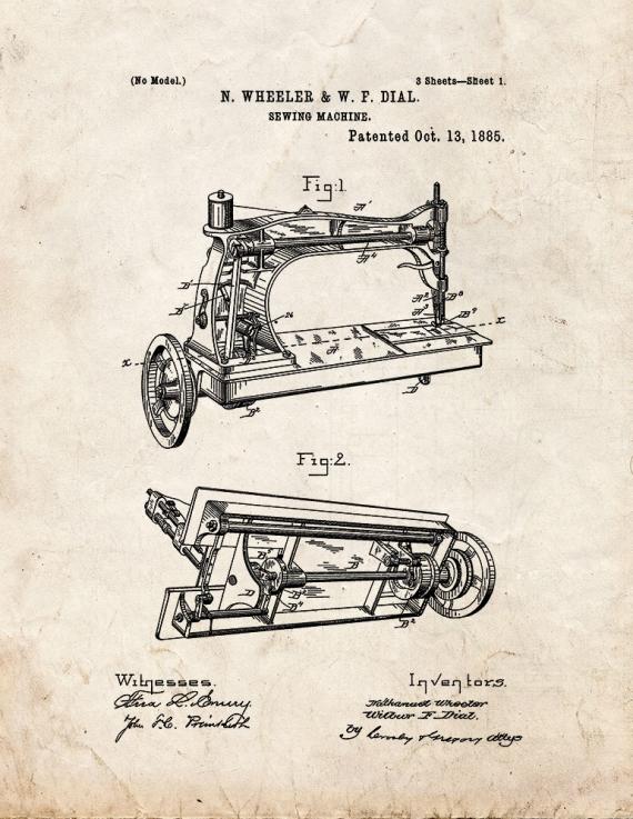 Sewing Machine Patent Print