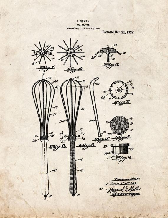 Egg Beater Patent Print
